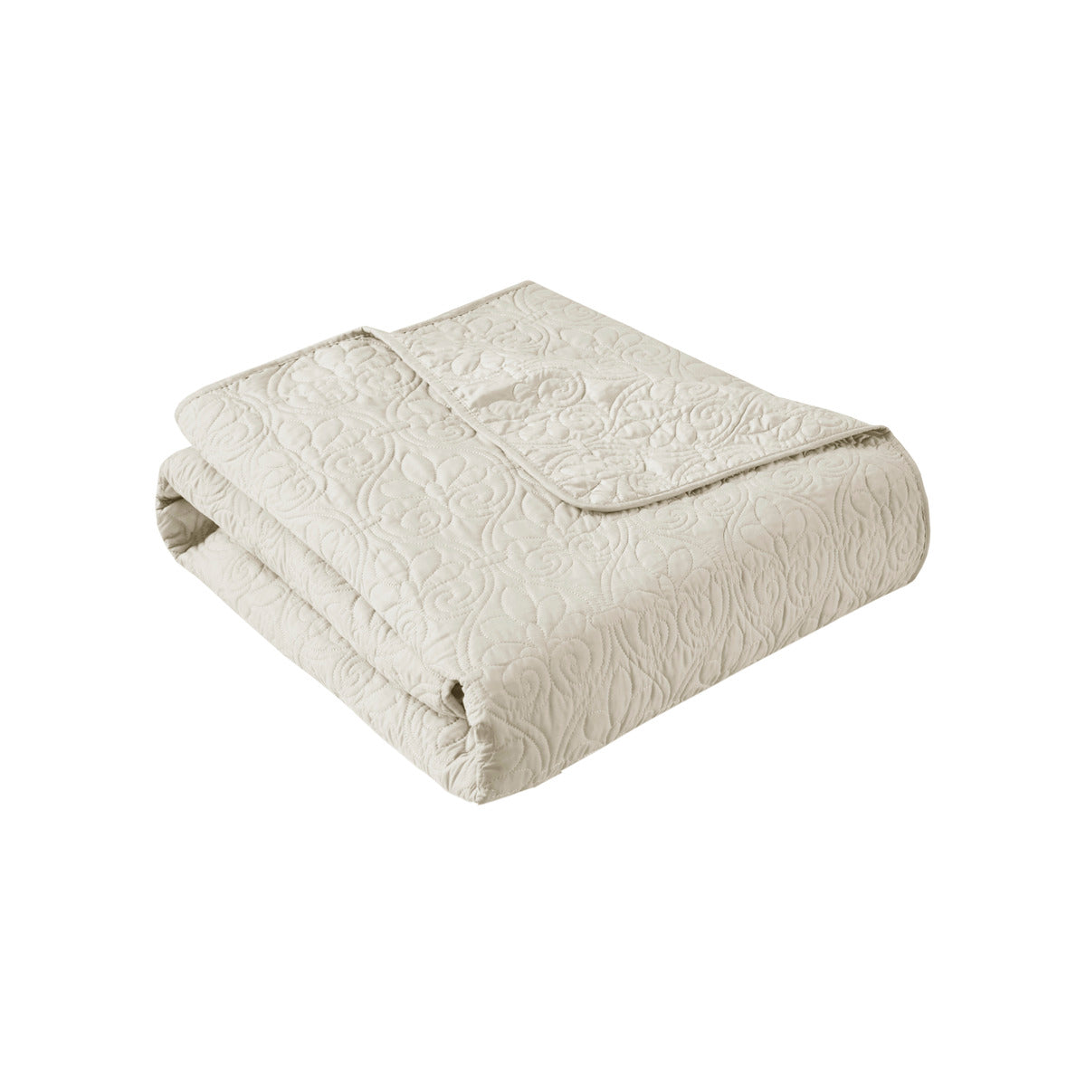 Oversized Quilted Throw Ivory 60X70" Ivory Cotton
