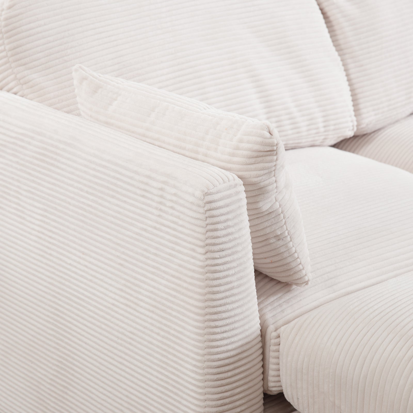 Beige Modern Luxury Twins Sofa Couch For Living Room Quality Corduroy Upholstery Sleeper Sofa Bed Daybed,With Cup Holder And Usb Charging Port Beige Solid Wood 2 Seat