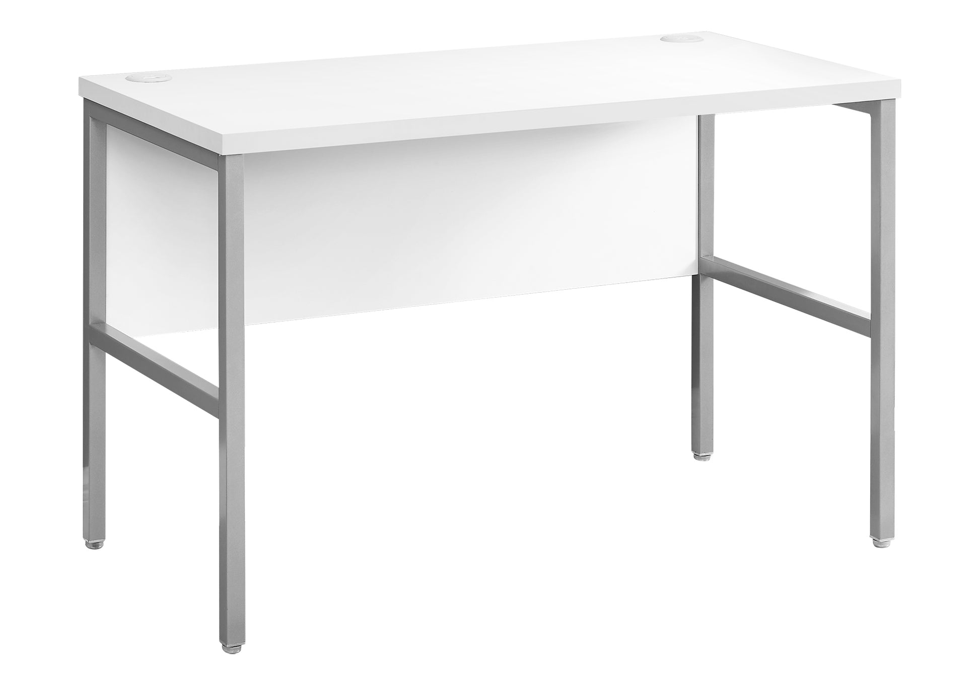 Computer Desk, 48"L, Work, Home Office, Commercial Grade, White Laminate, Silver Metal, Contemporary, Modern White Particle Board