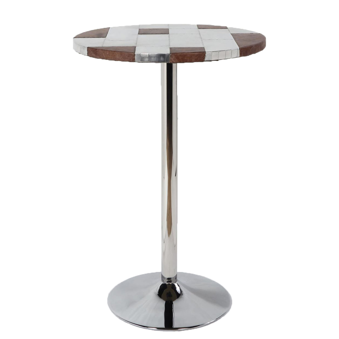 Retro Brown And Aluminum Pedestal Bar Table Brown Seats 2 Dining Room Round Leather Pedestal