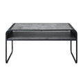 Concrete Grey And Black 1 Shelf Coffee Table Black Grey Primary Living Space Modern Shelves Rectangular Wood Metal Sled