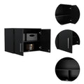 Storage Cabinet Wall Cabinet, Three Interior Shelves, Double Door Freestanding Black Kitchen Shelves Included Modern Particle Board Engineered Wood