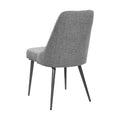 Set Of 2 Fabric Upholstered Dining Chairs, Grey And Gunmetal Solid Grey Rectangular Modern Set Of 2 Metal,Polyester