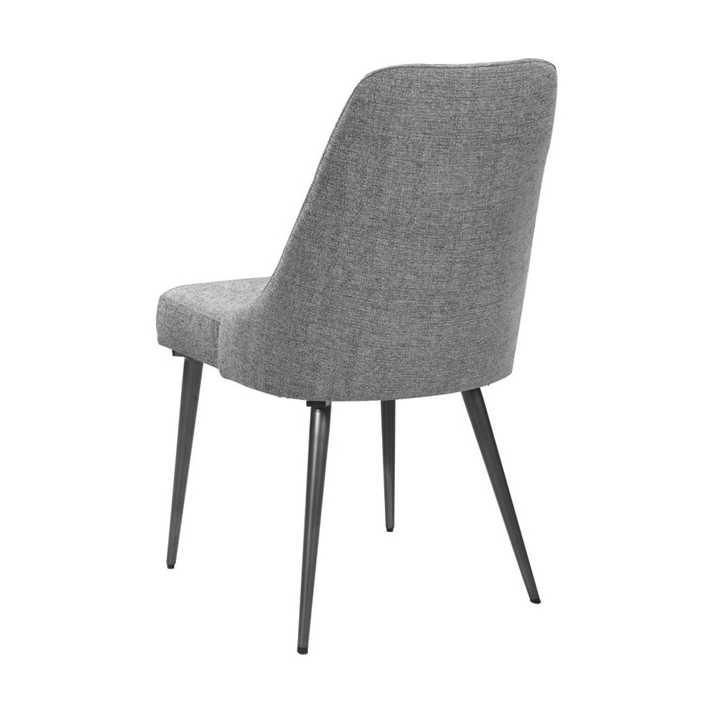 Set Of 2 Fabric Upholstered Dining Chairs, Grey And Gunmetal Solid Grey Rectangular Modern Set Of 2 Metal,Polyester