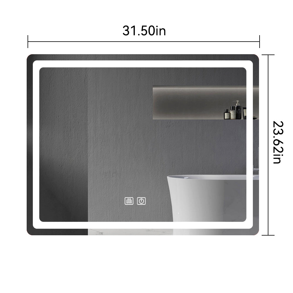 31In. H Led Single Bathroom Vanity Mirror In Polished Crystal Bathroom Vanity Led Mirror For Bathroom Wall Smart Lighted Vanity Mirrors Natural Glass