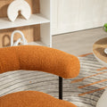 Coolmore Boucle Dining Chairs Set Of 2, Mid Century Modern Curved Backrest Chair, Round Upholstered Kitchen Chairs Orange Boucle Orange Foam Mdf Metal
