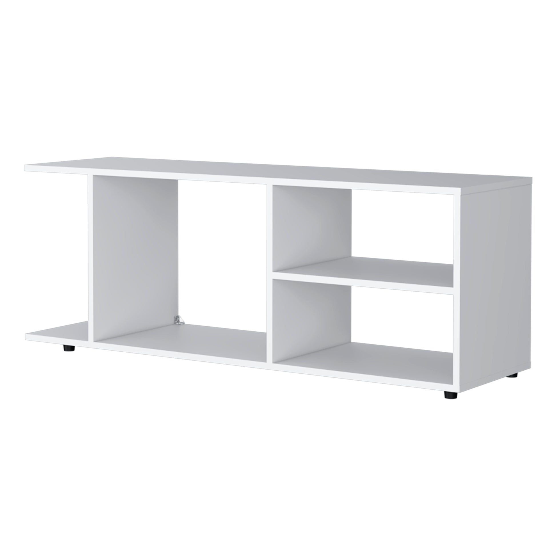 Tubac Tv Rack In Melamine With Open Storage, White White Primary Living Space 39 Inches Or Less 39 Inches Or Less Modern 50 Inches Particle Board Melamine