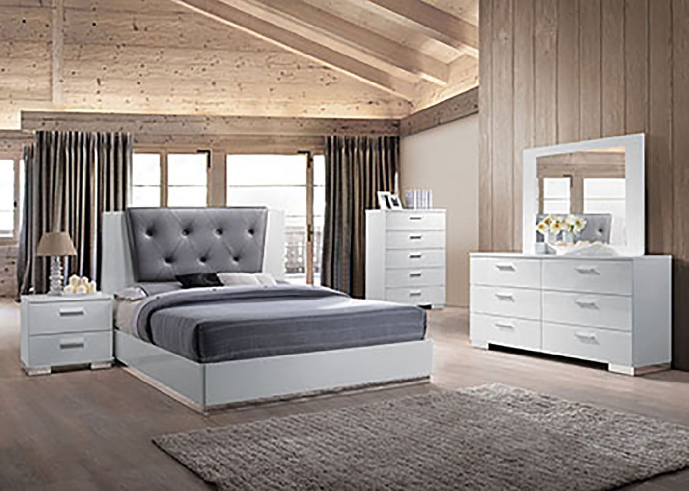 White And Chrome 2 Drawer Nightstand White Silver 2 Drawers Bedroom Rectangle Contemporary Rubberwood Drawers White Wood