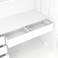 2 Door Wooden Storage Desk Wardrobe For Bedroom With Shelves And Drawers, White White Mdf Lvl