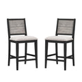 Set Of 2 Counter Height Chairs With Upholstered Seat, Black And Grey Solid Black Gray Dining Room Dining Chairs Set Of 2 Plywood,Polyester