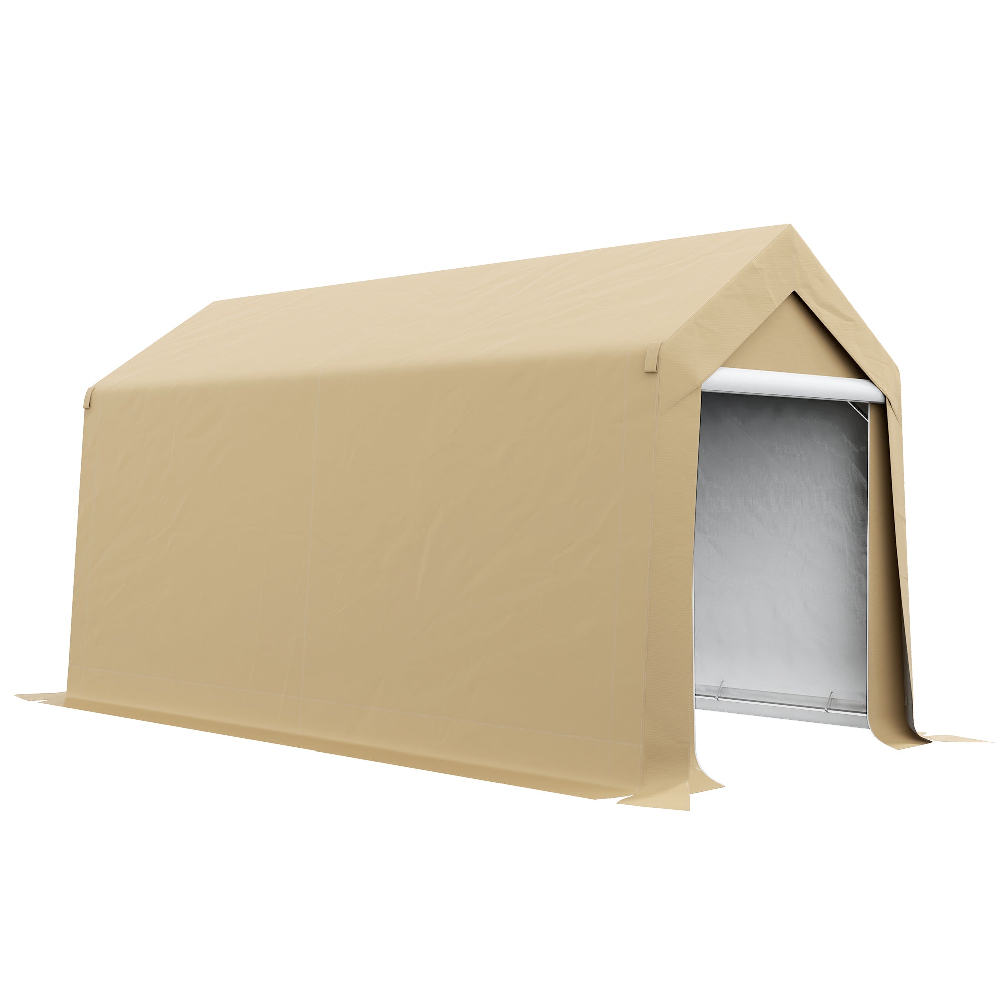 Outsunny 7' X 12' Garden Storage Tent, Heavy Duty Outdoor Shed, Waterproof Portable Shed Storage Shelter With Ventilation Window And Large Door For Bike, Motorcycle, Garden Tools, Beige Beige Steel