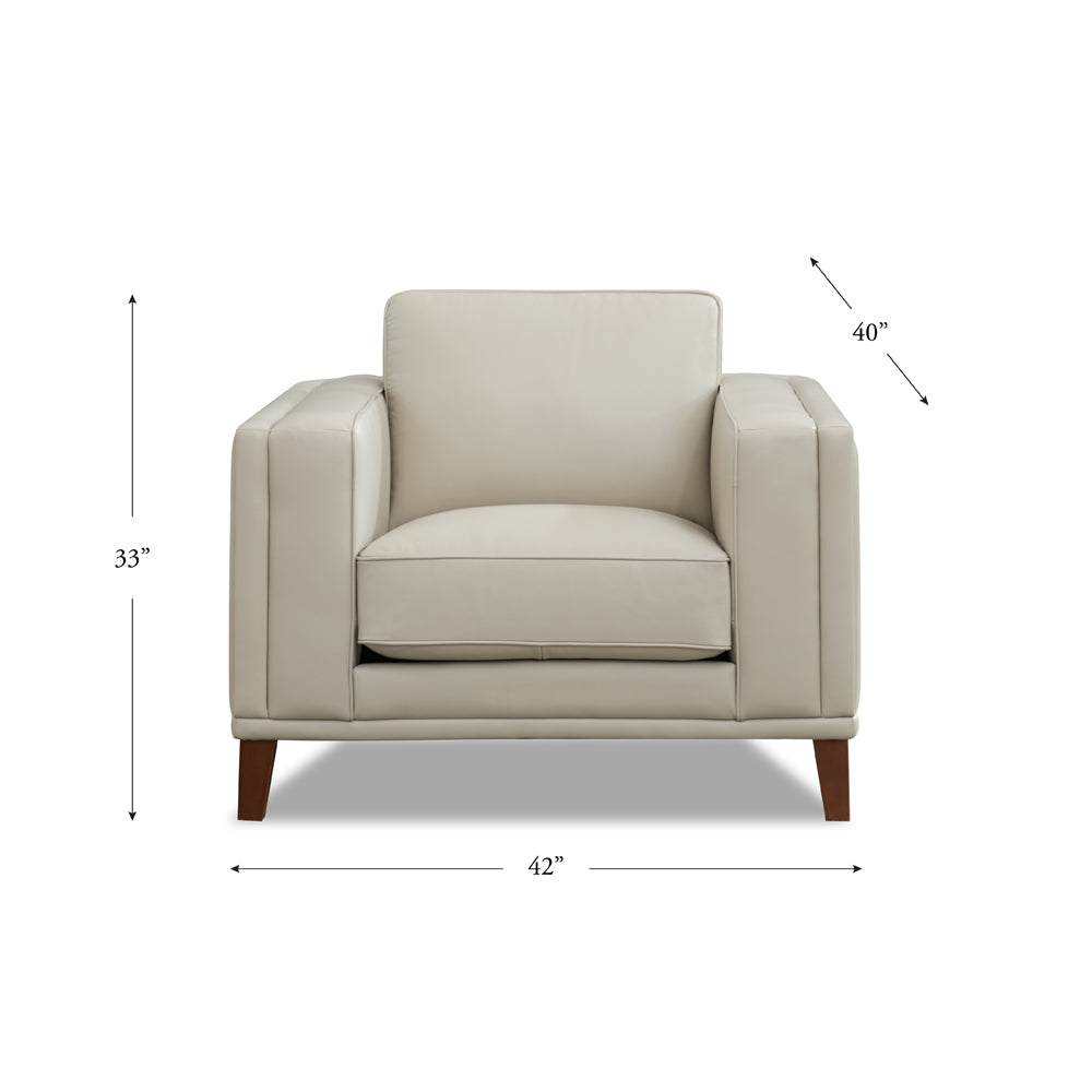 Lyon Leather Chair Beige Down Filling Genuine Leather