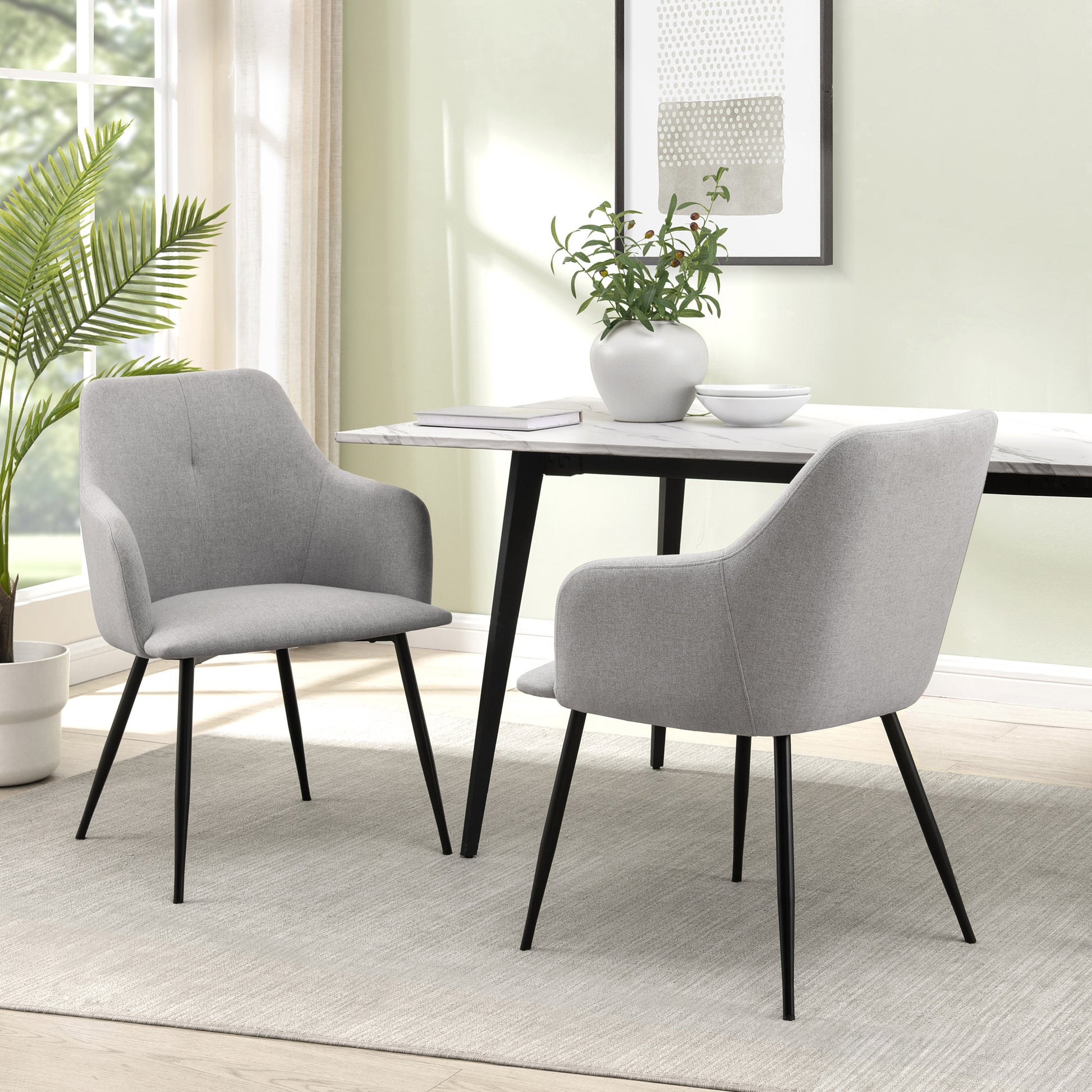 Contemporary Upholstered Woven Fabric Dining Chairs Fog Grey Fog Polyester Polyester