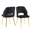 Black Velvet Dining Chairs With Metal Legs And Hollow Back Upholstered Dining Chairs Set Of 4 Metal Black Dining Room Foam Dry Clean Modern Dining Chairs Velvet