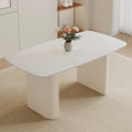 Cream Style Mdf White Dining Table.It Is A Furniture With A Warm And Soft Appearance, Suitable For Creating A Comfortable And Friendly Dining Environment, Suitable For Kitchens, Dining Rooms,Etc. White Mdf