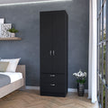 Tall Mayer Wardrobe In Melamine With Two Doors And Two Drawers Black Bedroom Contemporary Particle Board Melamine