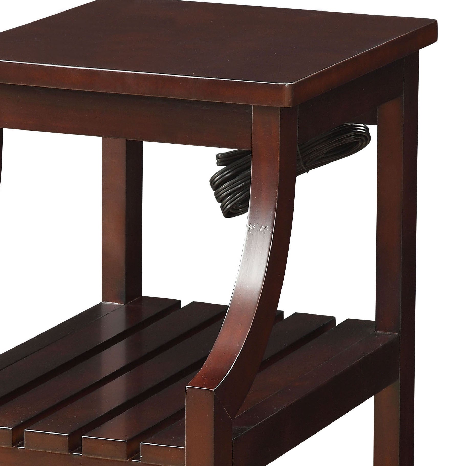 Espresso Side Table With Usb Power Dock Espresso Primary Living Space Shelves Rectangular Wood