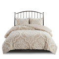3 Piece Tufted Cotton Chenille Da Comforter Set Taupe King Cal King King Taupe Polyester