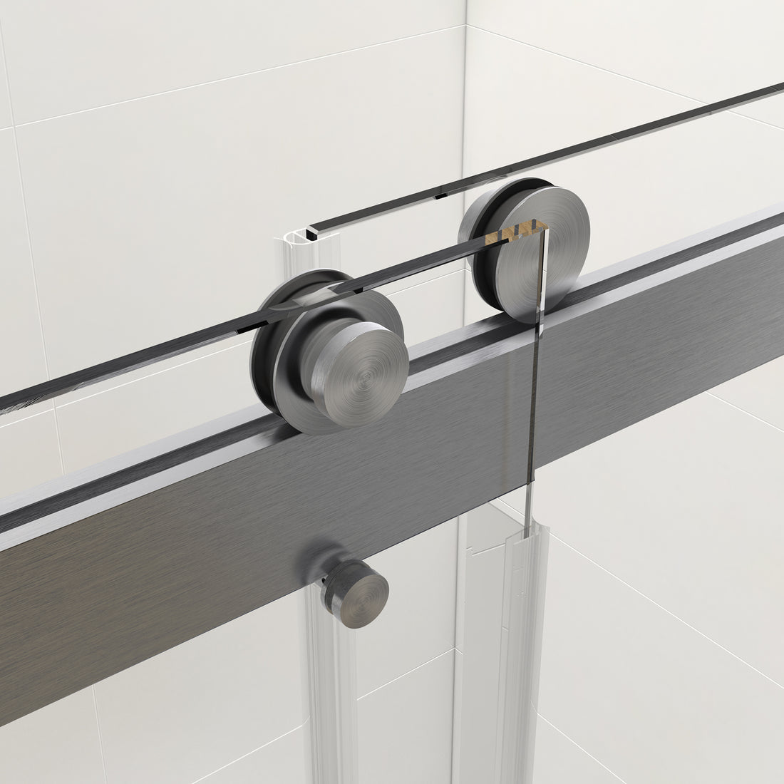 Top Rail Only, Stainless Steel Top Track With Buffer For Shower Door, 24D02P01 T60Bnx Brushed Nickel Stainless Steel