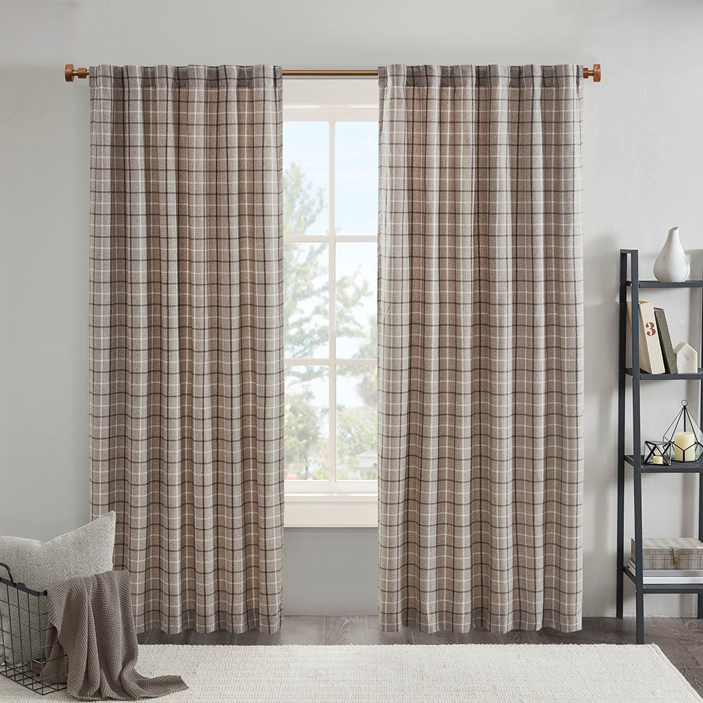 Plaid Rod Pocket And Back Tab Curtain Panel With Fleece Lining Only 1 Pc Panel Multicolor Polyester