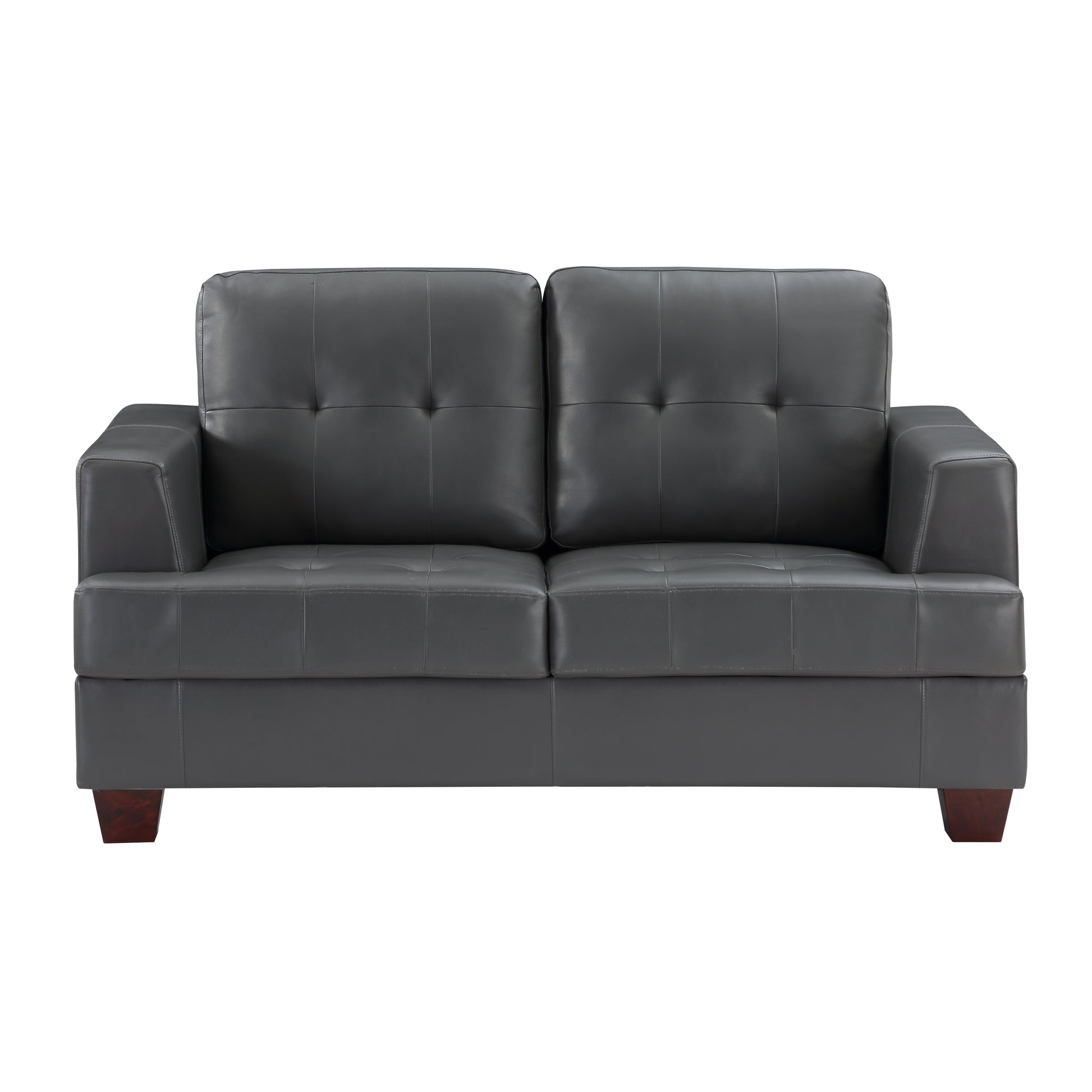 Modern Design 2Pc Sofa Set Premium Faux Leather Upholstery Gray Sofa Loveseat Comfort Tufted Detail Solid Wood Frame Living Room Furniture Gray Faux Leather Wood Primary Living Space Modern Faux Leather 5 Seat