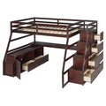 Full Size Loft Bed With 7 Drawers 2 Shelves And Desk Espresso Full Espresso Plywood