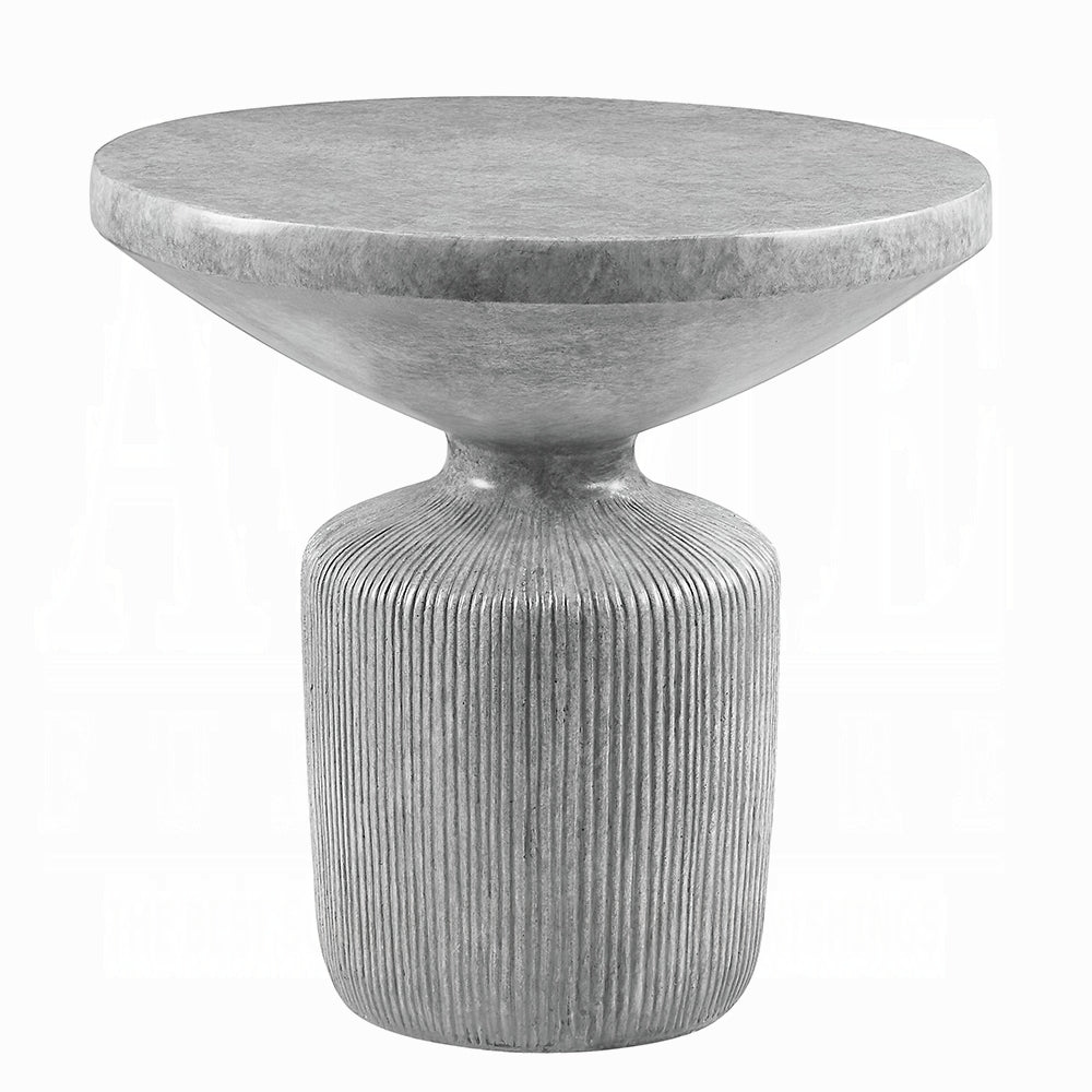 Weathered Grey End Table With Pedestal Grey Primary Living Space Contemporary Round Cement Pedestal