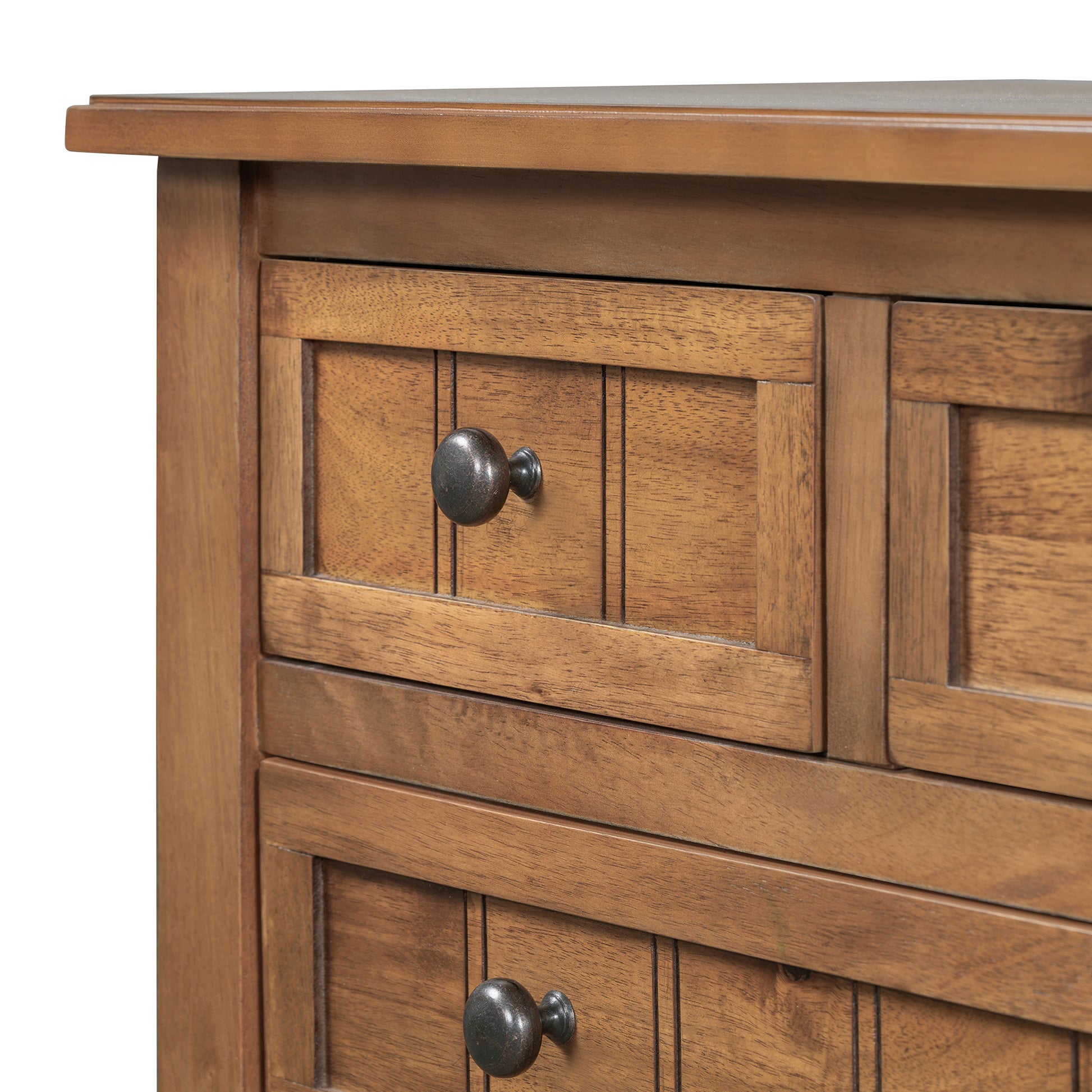 Narrow Console Table, Slim Sofa Table With Three Storage Drawers And Bottom Shelf Natural Natural Solid Wood Mdf