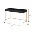 Black High Gloss And Gold 2 Drawer Writing Desk Black Gold Writting Desk Office Contemporary Rectangular Wood Metal