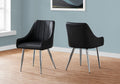 Dining Chair, Set Of 2, Side, Upholstered, Kitchen, Dining Room, Black Leather Look, Chrome Metal, Contemporary, Modern Black Foam Faux Leather