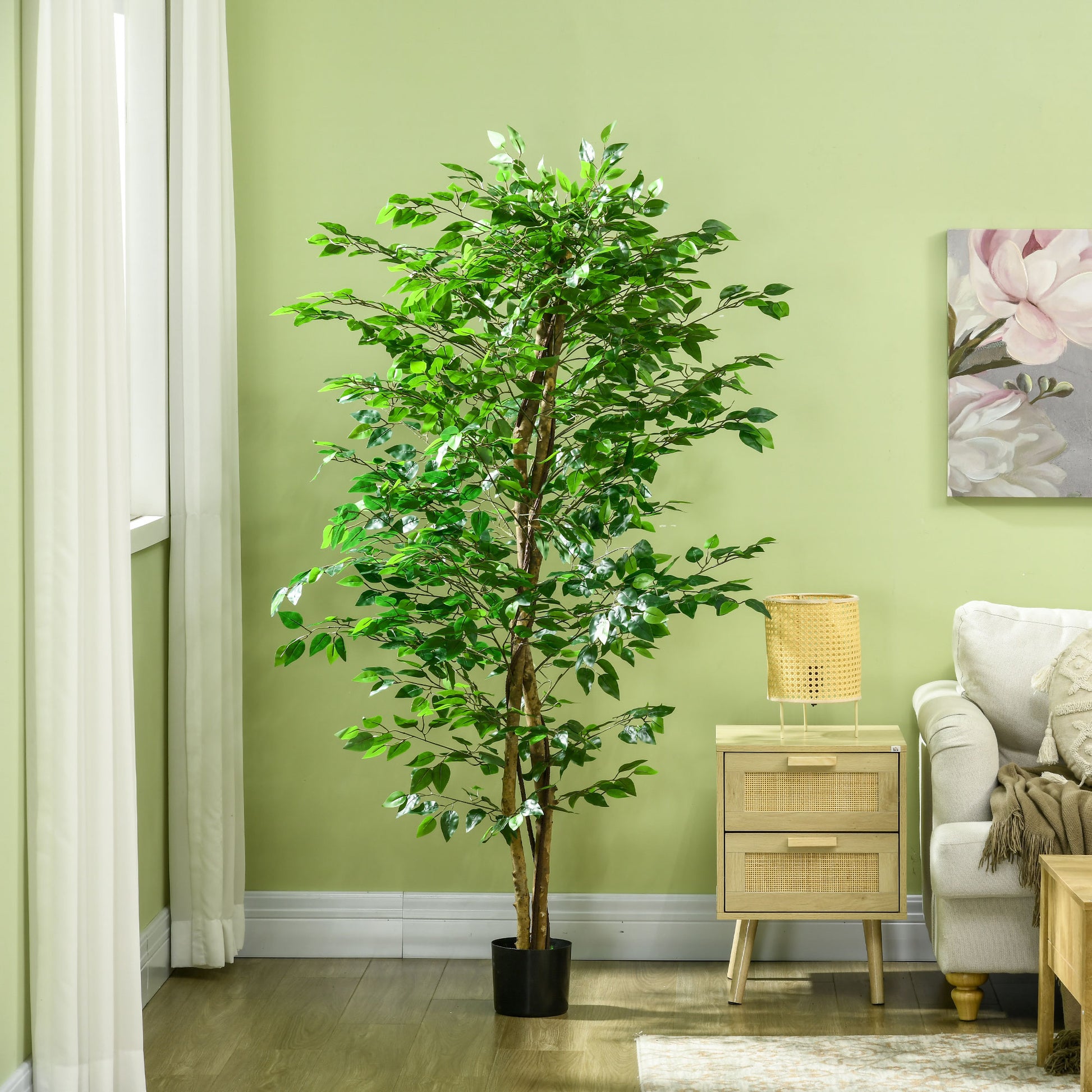 artificial plant with pot for living room Homcom 6Ft Artificial Ficus With Pot, Indoor Outdoor Fake Plant For Ho
