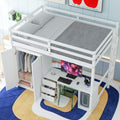 Full Size Loft Bed With Wardrobe, Desk And Storage Drawers, White Full White Pine