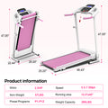 Foldable Treadmill 2.5Hp Electric Folding Treadmill Running Walking Machine For Home Gym, Max 265 Lbs Weight Capacity Pink White Steel