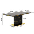 Mdf Dining Table,Panel Stainless Steel Polished Gold Plated Bar, Need To Hit Copper Nails,Table Size: 62.99