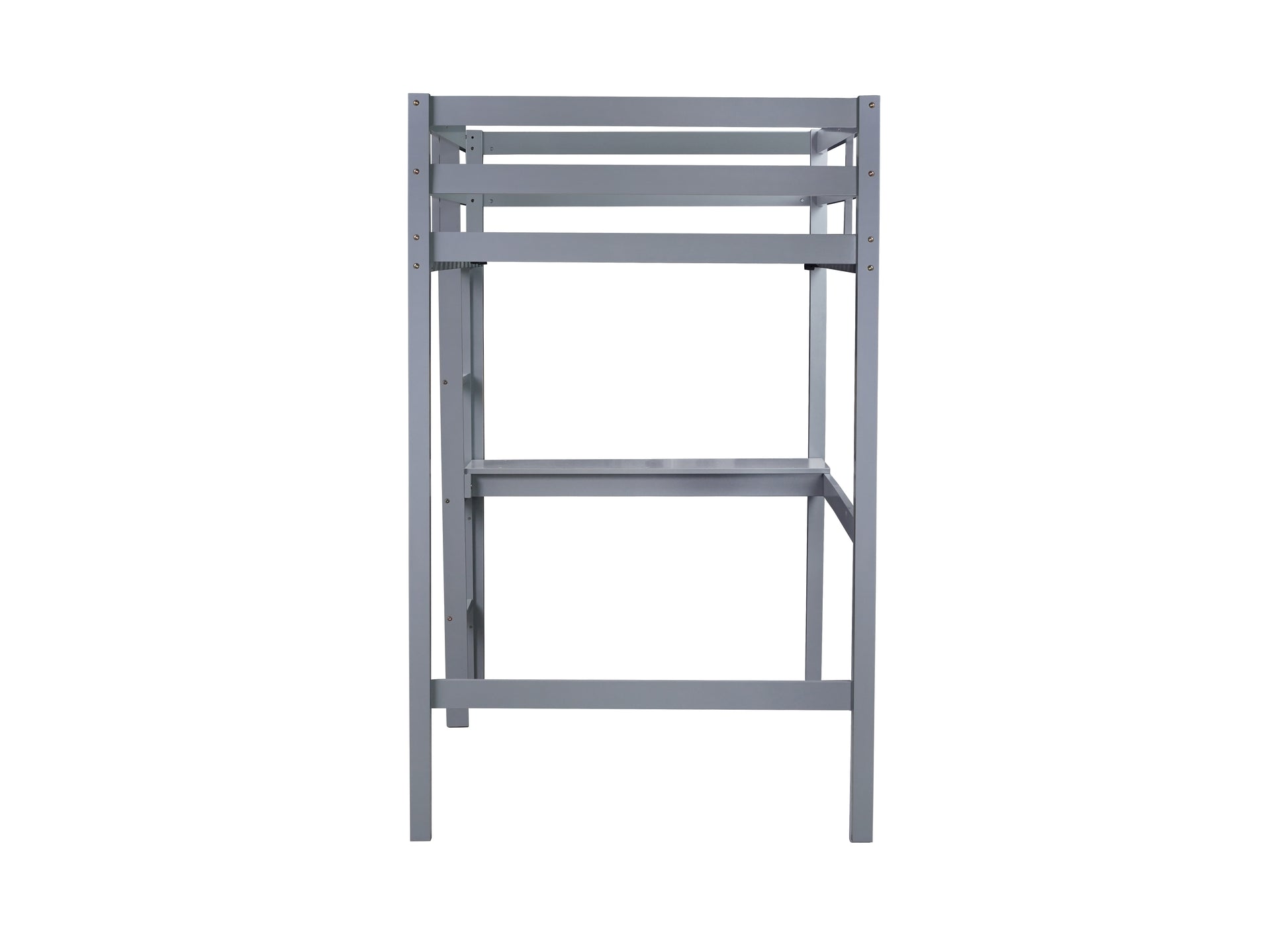 Twin High Loft Bed, Rubber Wood Loft Bed With Safety Guardrail, Built In Desk, Ladder,Grey Twin Grey Rubber Wood
