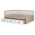 Full Size Daybed With Three Drawers And Three Storage Compartments, Nature Beige Full Beige Natural Mdf