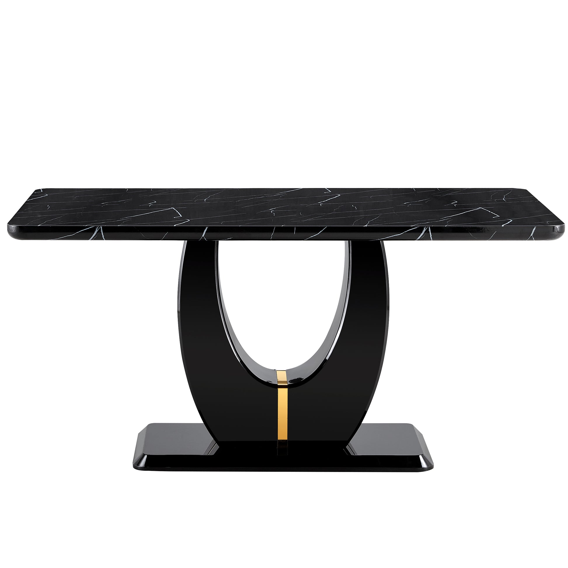 Modern Simple And Luxurious Black Imitation Marble Grain Mdf Dining Table,Rectangular Office Table.Computer Table.Game Desk .Dining Table.For Dining Room, Living Room, Kitchen .63''*37''*30'' F 1280