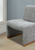 Comfy Accent Chair, Upholstered Slipper Chair, Armless Chair With Wood Legs And Soft Fabric For Living Room, Bedroom, Grey Gray Foam Wood Fabric