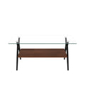 Rectangle Coffee Table With Tempered Glass Top And Black Metal Legs, Modern Table For Living Roomtransparent Glass Transparent Tempered Glass