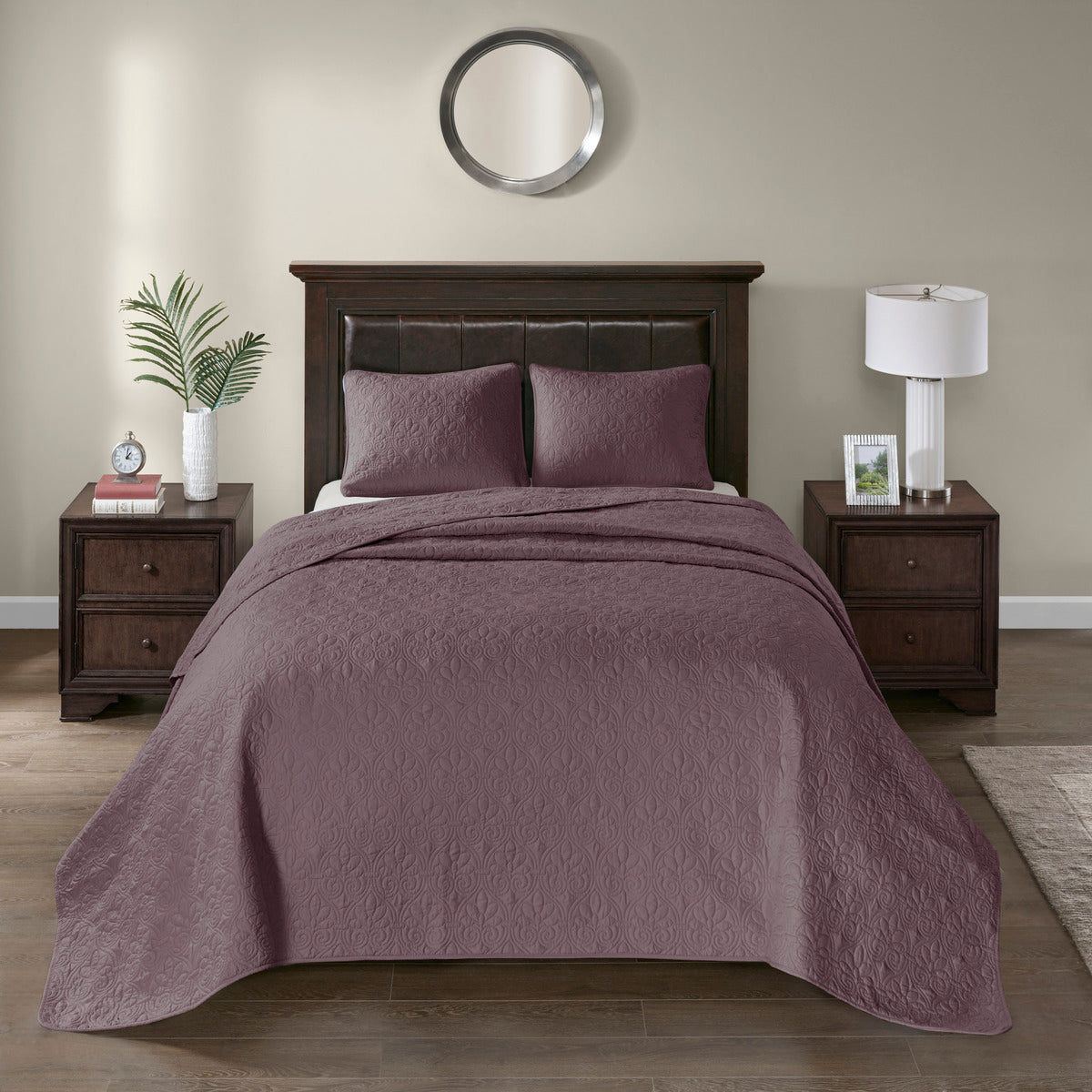 Reversible Bedspread Set Purple King Purple Cotton