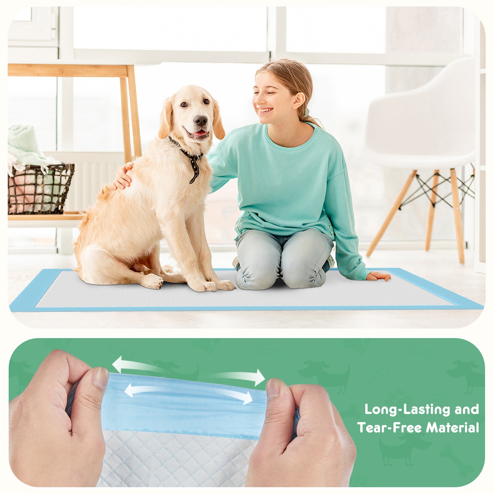 Disposable Dog Training Pads,22"X22" Ultra Absorbent Leak Proof Quick Drying Pet Pee Pads For Small To Large Dogs And Puppies Indoor Use, 50 Count White Fabric Plastic