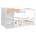 Full Size House Bed With Two Drawers And Wardrobe,White Full White Solid Wood