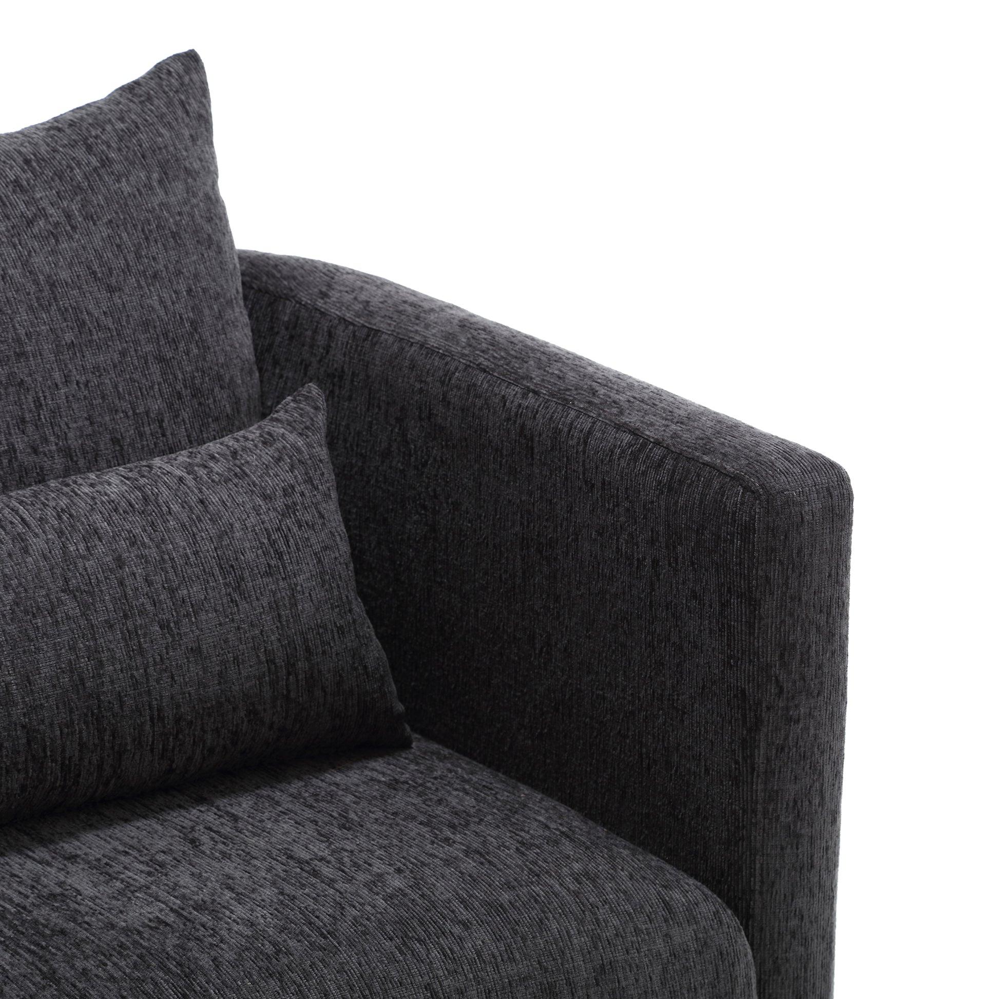 Coolmore Swivel Barrel Chair, Comfy Round Accent Sofa Chair For Living Room, 360 Degree Swivel Barrel Club Chair, Leisure Arm Chair For Nursery, Hotel, Bedroom, Office, Lounge Carbon Black Chenille Carbon Black Primary Living Space Foam Chenille