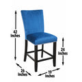 Camila Velvet Counter Chair Set Of 2 Blue Blue Wood