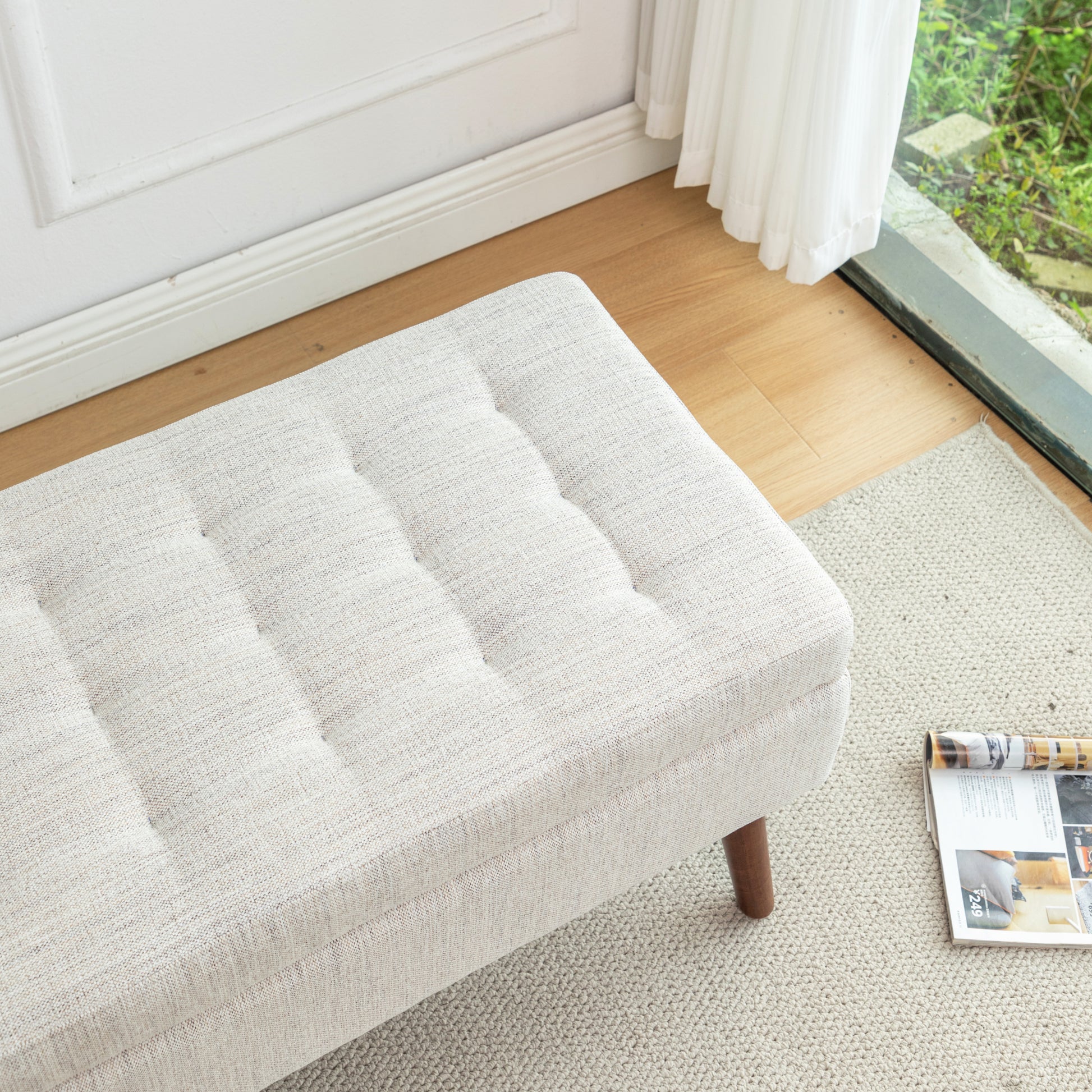 Storage Bench With Storage Bench For Bedroom End Of Bed Bench Foot Of Bed Bench Entryway Bench Storage Ottoman Bench 43.7" W X 18.1" D Off White Bench Off White Linen