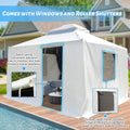 10'X12' Gazebo Cover For Hardtop Gazebos, Outdoor Universal Winter Gazebo Cover With Sidewalls And Mesh Windows, All Season Waterproof Enclosed Gazebo Cover, White White Polypropylene