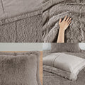 Shaggy Long Fur Comforter Mini Set Queen Grey Polyester