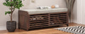 Distressed Shutter Storage Bench With Acacia Veneer For Retro Charm For Living Room, Entryway Espresso Espresso Mdf