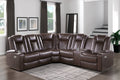 Luxury Living Room 3 Piece Power Reclining Sectional With Drop Down Cup Holders, Reading Lights, Console, Storage Arms With Cup Holders, Plush Seating, Premium Faux Leather Upholstery Dark Brown Faux Leather Wood Primary Living Space Luxury,Modern