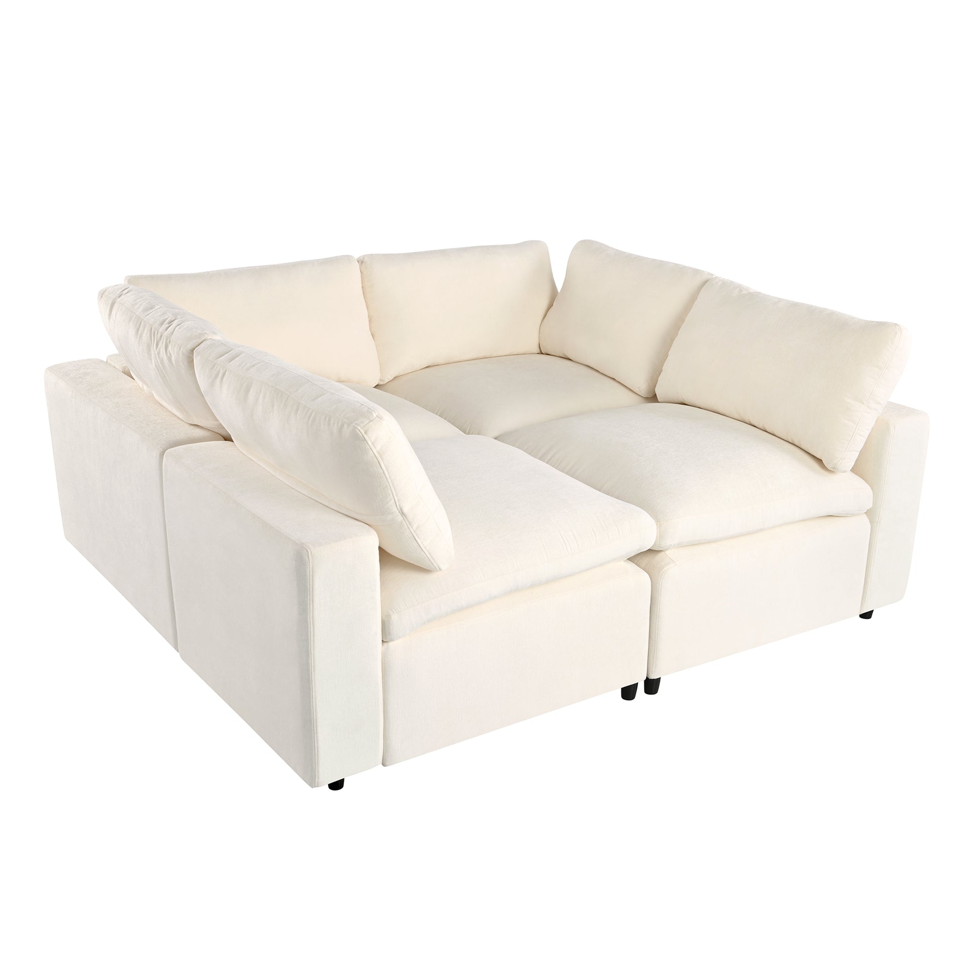 Upholstered Modular Sofa With With Storage Space, Usb Charge Ports,Wireless Charging And Built In Bluetooth Speaker In Arm,Sectional Sofa For Living Room Apartment. Old Sku:Wy000317Aaa Beige